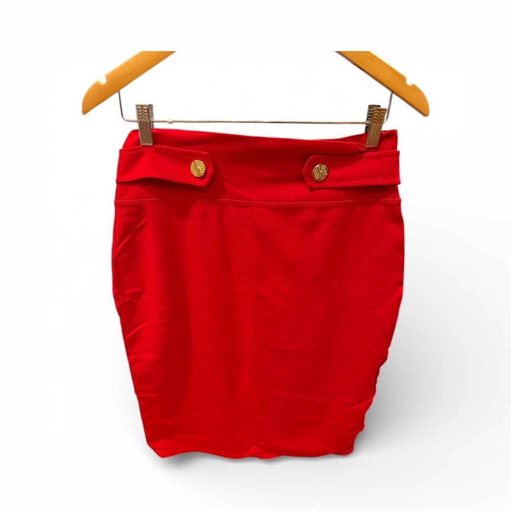 Hybrid & Company Red Button Detail‎ Pencil Skirt Women's Size medium